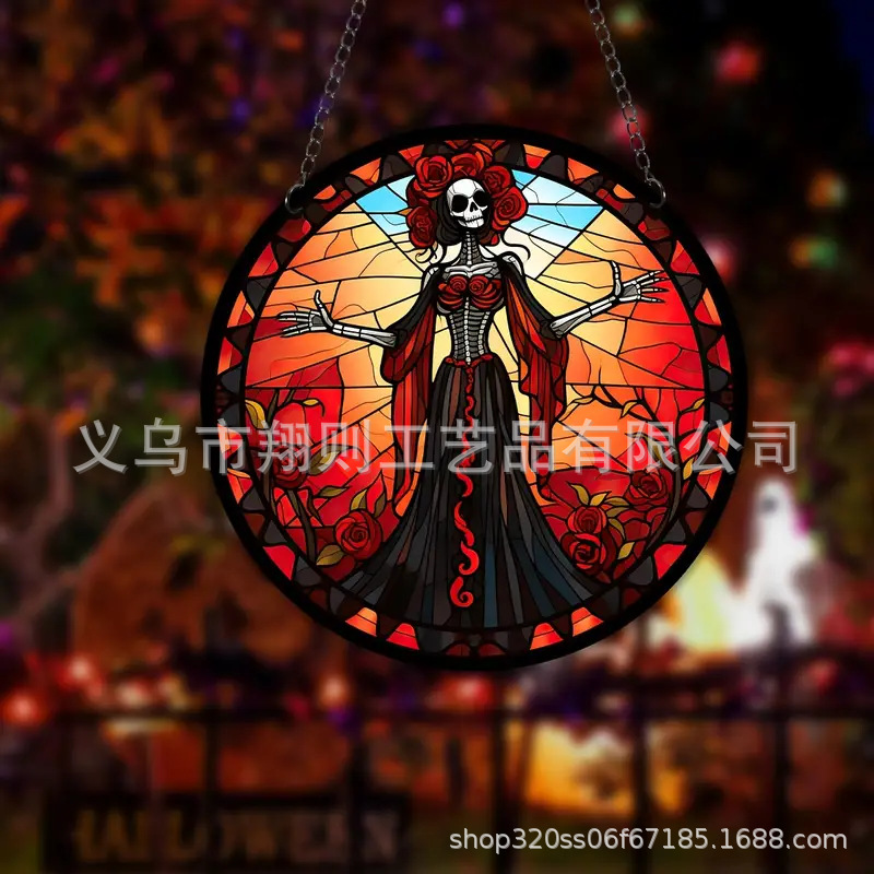 Transfronterizo serie de Halloween acrílico captador de sol artesanía decoración creativa colgante acrílico disco