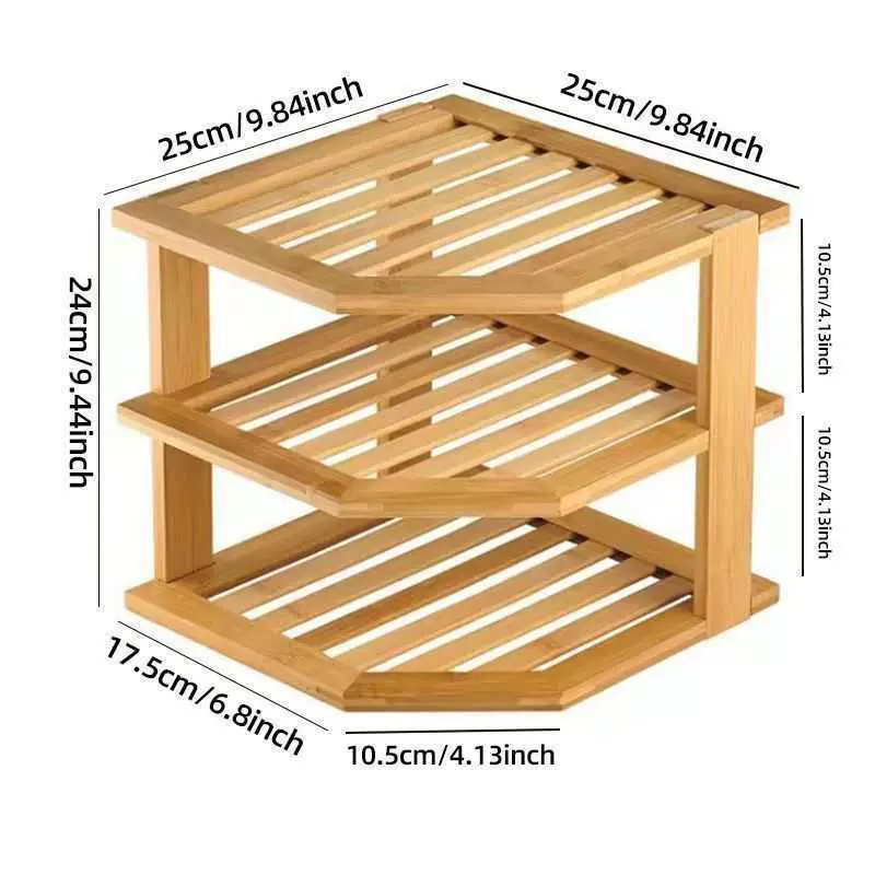 现货竹木多层收纳架 厨房盘碟专用架 橱柜内分层置物架 浴室角落