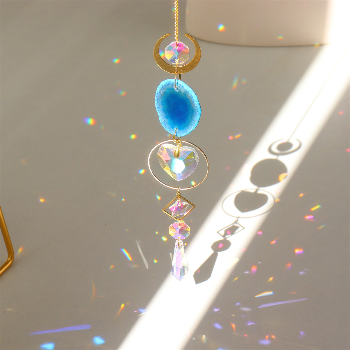 Party, Festival Occasion Crystal, Agate Material Pastoral Devil's Eye Heart Shape Crystal Agate Pendant Artificial Decorations