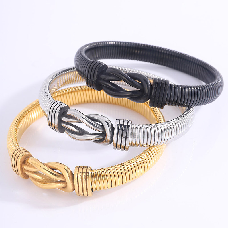 Nuevo pulsera elástica de acero inoxidable para hombres Oh cadena de garganta punk titanio pulsera de acero forjado retro 8 pulsera de botón