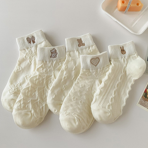 White socks women's socks spring and summer new ins boat socks women's cotton low-top Japanese and Korean college style women's socks wholesale