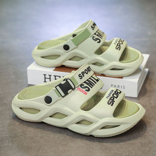 Men's Slippers Summer Outdoor Wear Rubber Soles Anti-Slip Large Size 45 Two-in-One Parent-Child Beach Casual Sandals Women's Style