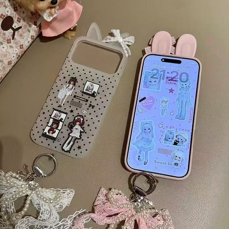 Bow-Knot Polka Dot Barbie Doll Suitable for Iphone17Promax Rabbit Ears Phone Case New Model 16/15/14 Bow-Knot Polka Dot Barbie Doll Suitable for Iphone17Promax Rabbit Ears Phone Case New Model 16/15/14
