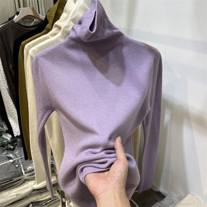 Advanced Turtleneck Sweater Base Shirt Autumn and Winter New Slim-fit Slimming Piled Collar All-match Long-sleeved Sweater Top Advanced Turtleneck Sweater Base Shirt Autumn and Winter New Slim-fit Slimming Piled Collar All-match Long-sleeved Sweater Top