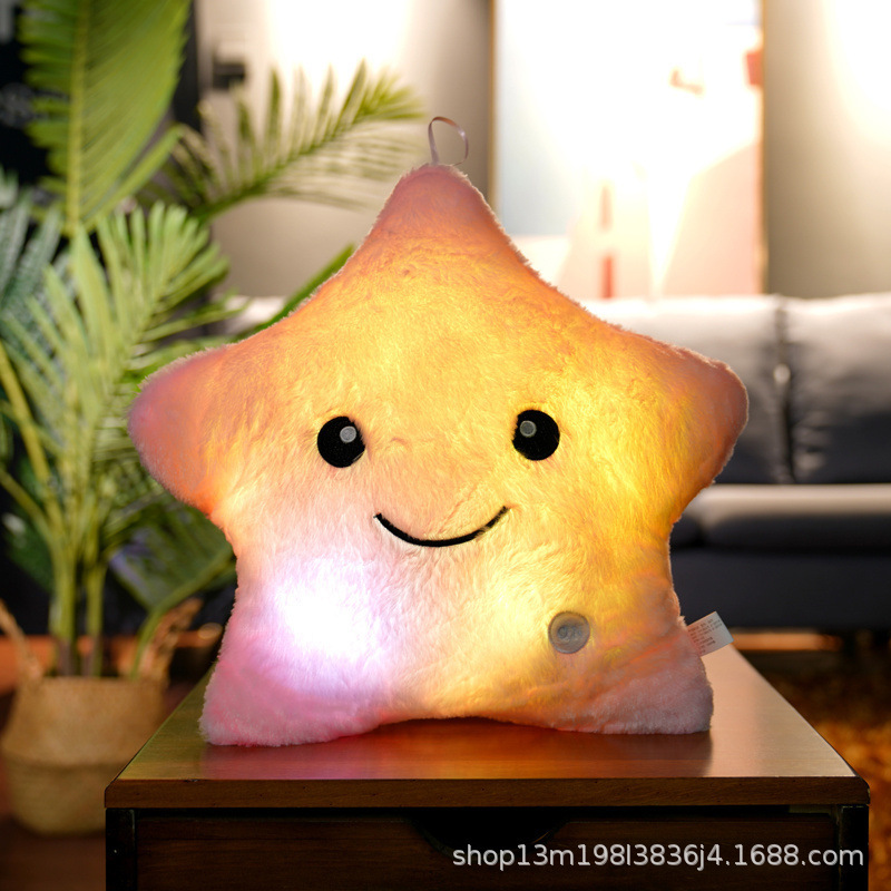 【越境限定価格】クリエイティブ カラフル ウサギ毛 タイダイ 発光五芒星枕 発光枕 五芒星|undefined