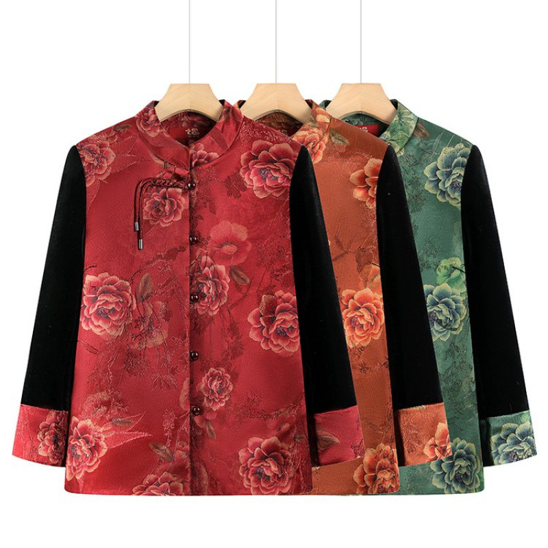 中老年妈妈春秋款外套奶奶装开衫秋装上衣老太太衣服喜庆春装婆婆