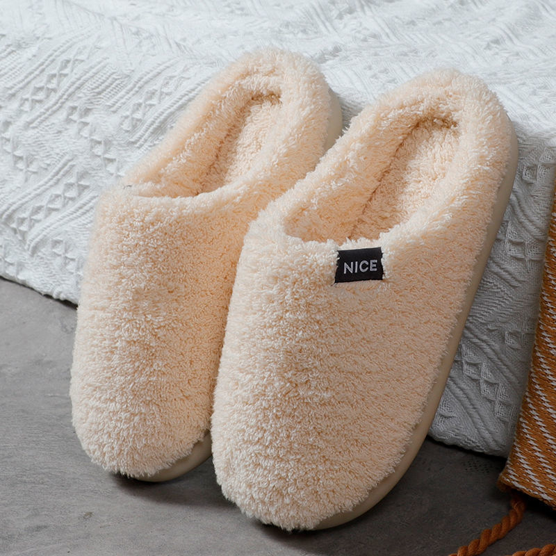 Home Cotton slippers The thickness of the bottom winter non-slip lovers indoor Plush keep warm household man Autumn and winter wholesale