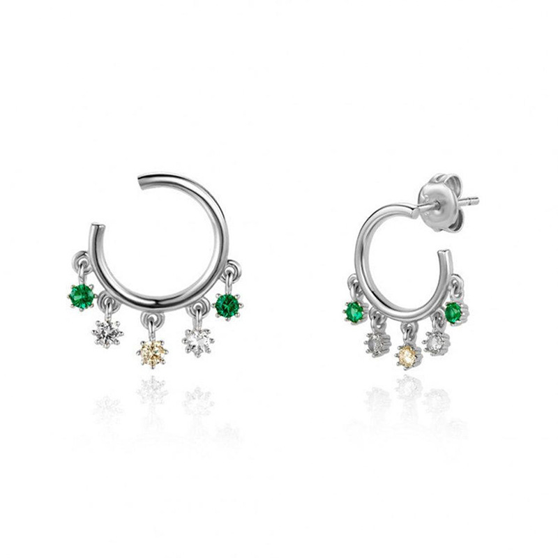 Boucles D&#39;oreilles À La Mode Européennes Et Américaines À Pompon En Zircon Boucles D&#39;oreilles Rétro En Forme De C display picture 2