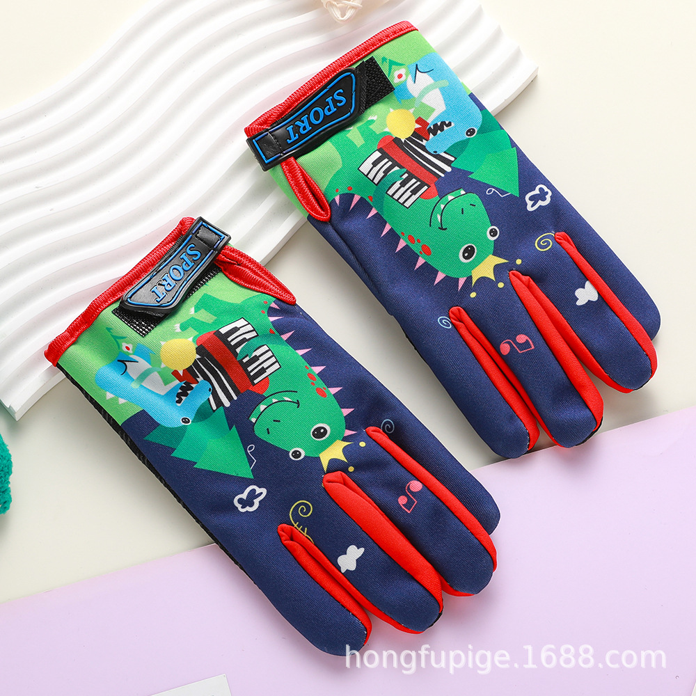 Guantes calientes para niños para montar al aire libre para jugar con nieve gruesa a prueba de viento de dibujos animados y veludo a prueba de agua a prueba de resbalaje guantes de invierno a prueba de frío