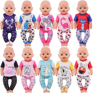 Cross-Border Hot Selling 43cm Chove Doll Pajamas Two-Piece Set 18inch American Girl Doll Clothes Factory Direct Supply