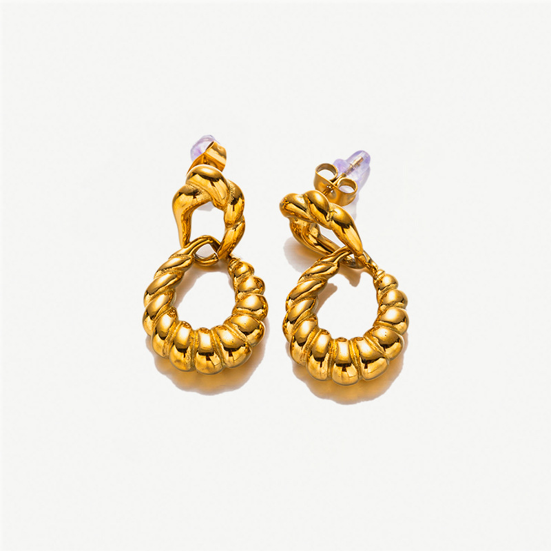 Taina Omeiins personalidad moda moda 18K oro acero inoxidable torcido pendientes pendientes pendientes para mujeres