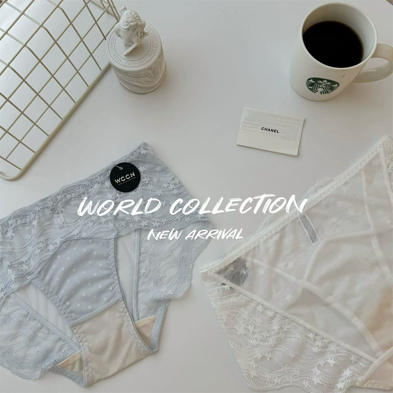Сексуальные чистые ветровые кружевные трусики средней талии дышащие удобные и легкие мягкие клейкие хлопчатобумажные женские трусы 88938K