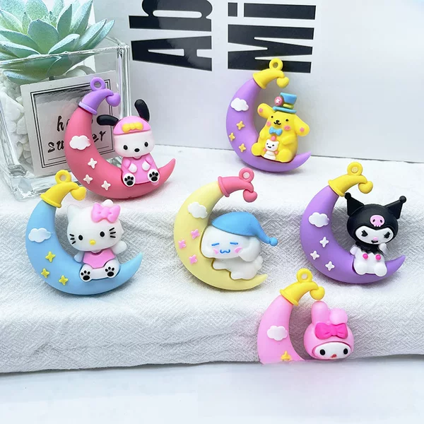 Sitting Moon Sanrio Keychain Cartoon Cute Sanrio Keychain Doll Pendant Moon Sanrio Hanging Ornaments