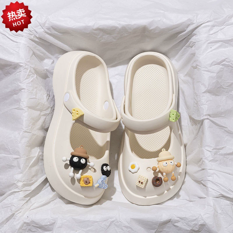 2024 новые милые круглые туфли Мэри Джейн пещерные туфли для девочек на улице DIY брикеты аксессуары для увеличения нескользящей подошвы