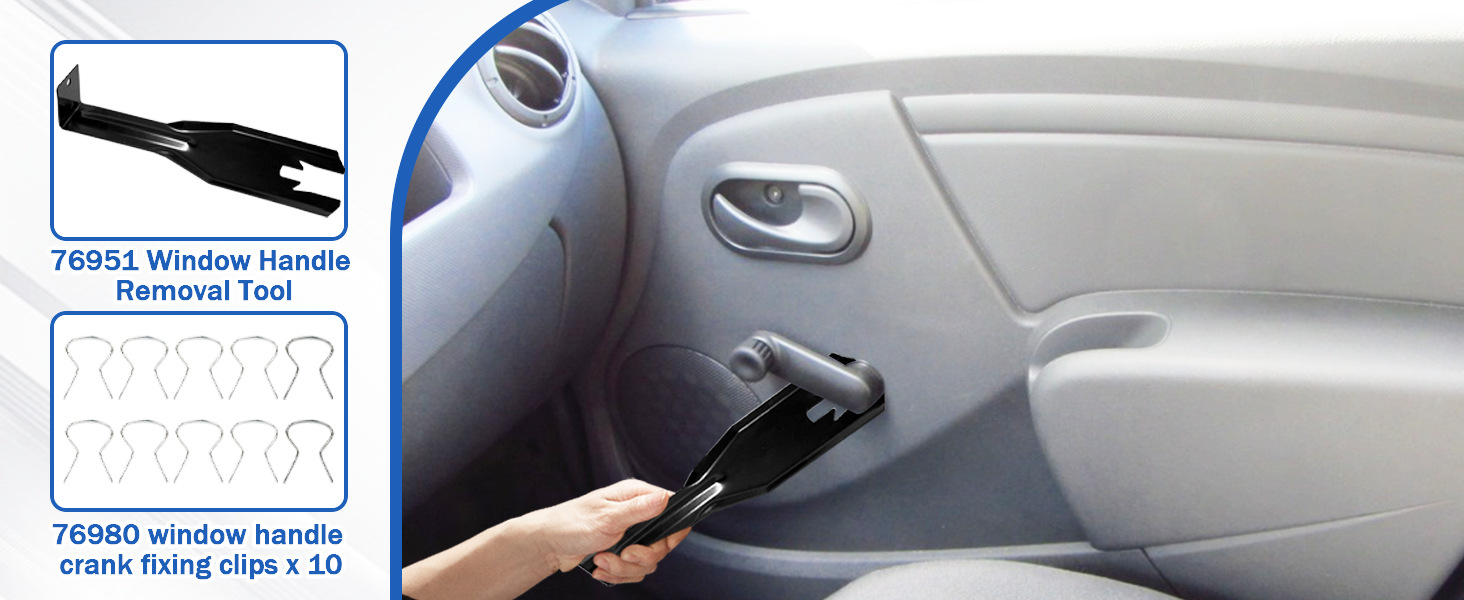 76951 Car Window Handle Removal Tool with 10 Window Handle Crank Fixing Clips
