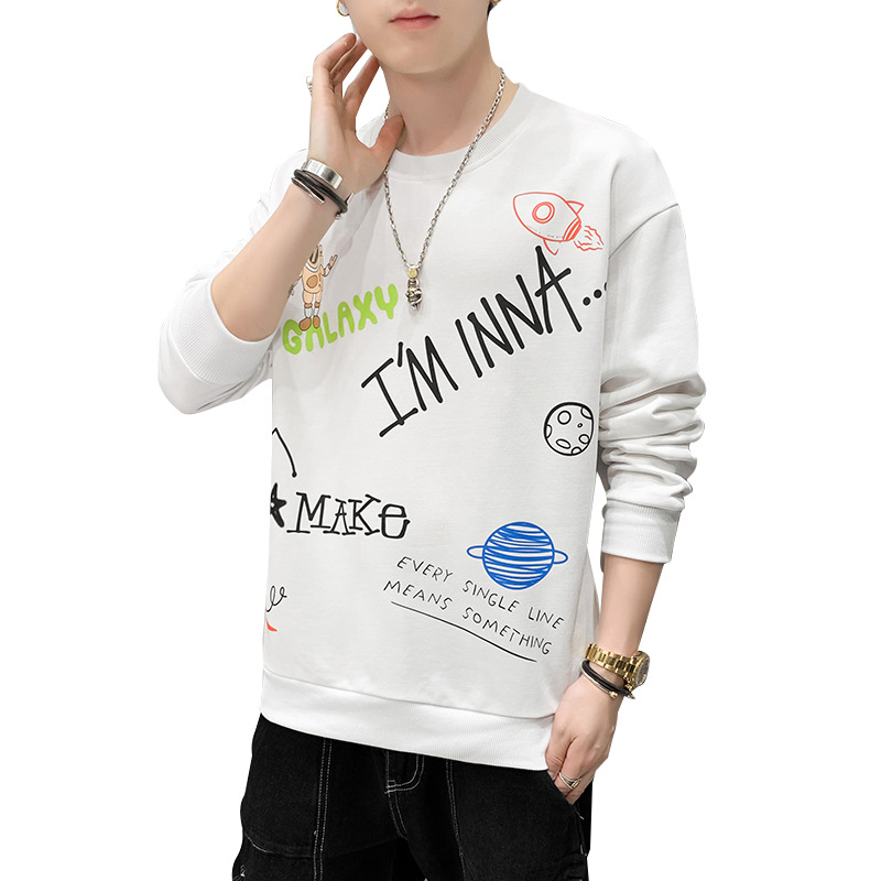 Felpa con cappuccio da uomo con top Instagram alla moda a girocollo, vestibilità ampia per la primavera autunno e versatile maglione per giovani come_voghion.com