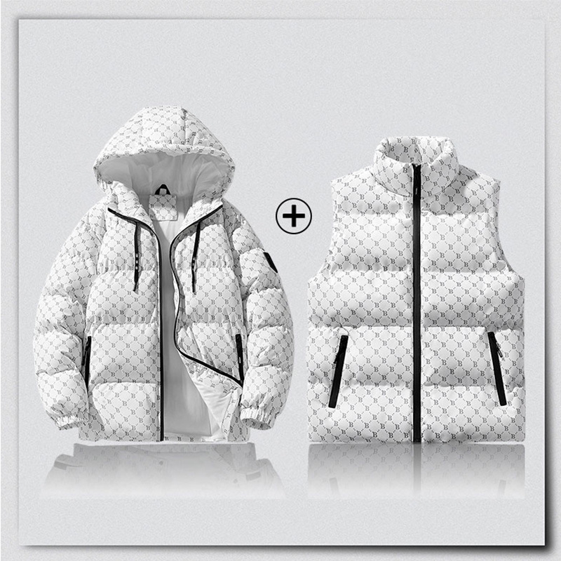 2024 nuevo estilo B explosión de moda casual de algodón cálido hombre sin mangas grueso chaleco de dos piezas