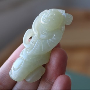 Ming and Qing Dynasty Antique Collection Natural Hetian Jade Blue and White Jade Child Figure Pendant Manufacturer Wholesale Pendant Necklace