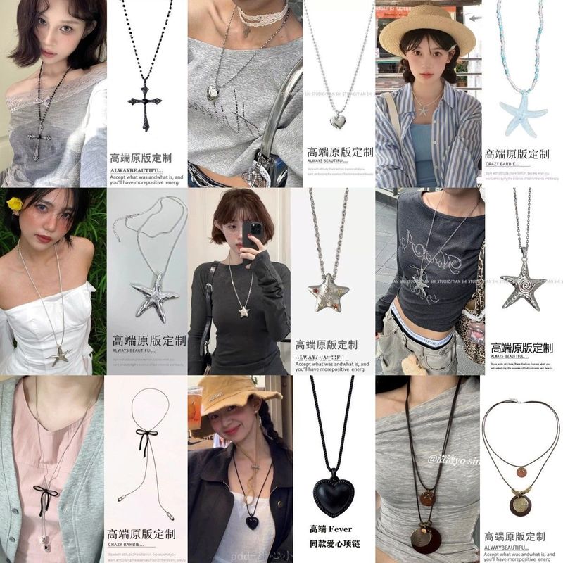 Korean Niche Design Bm Same Style Silver Cross Necklace Women's Long Necklace Punk Retro Y2K Neck Jewelry Trend
