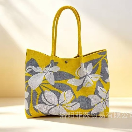 Hawaiian Tote Bag, Fly-Knit Floral Handbag, Women's Bag, New Versatile Floral Woven Bag