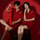 Couple pajamas summer 7A antibacterial anti-mite Red new Chinese style women's suit cardigan men's home wear