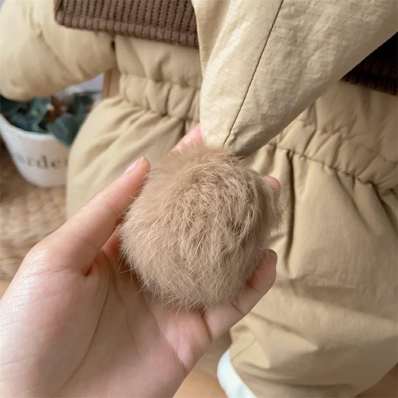 (2개) 외출 옷 서양식 겨울 옷 따뜻한 면 패딩 의류 면화 패딩 클라이밍 의류 겨울  소녀의 기모 패딩 점프 수트