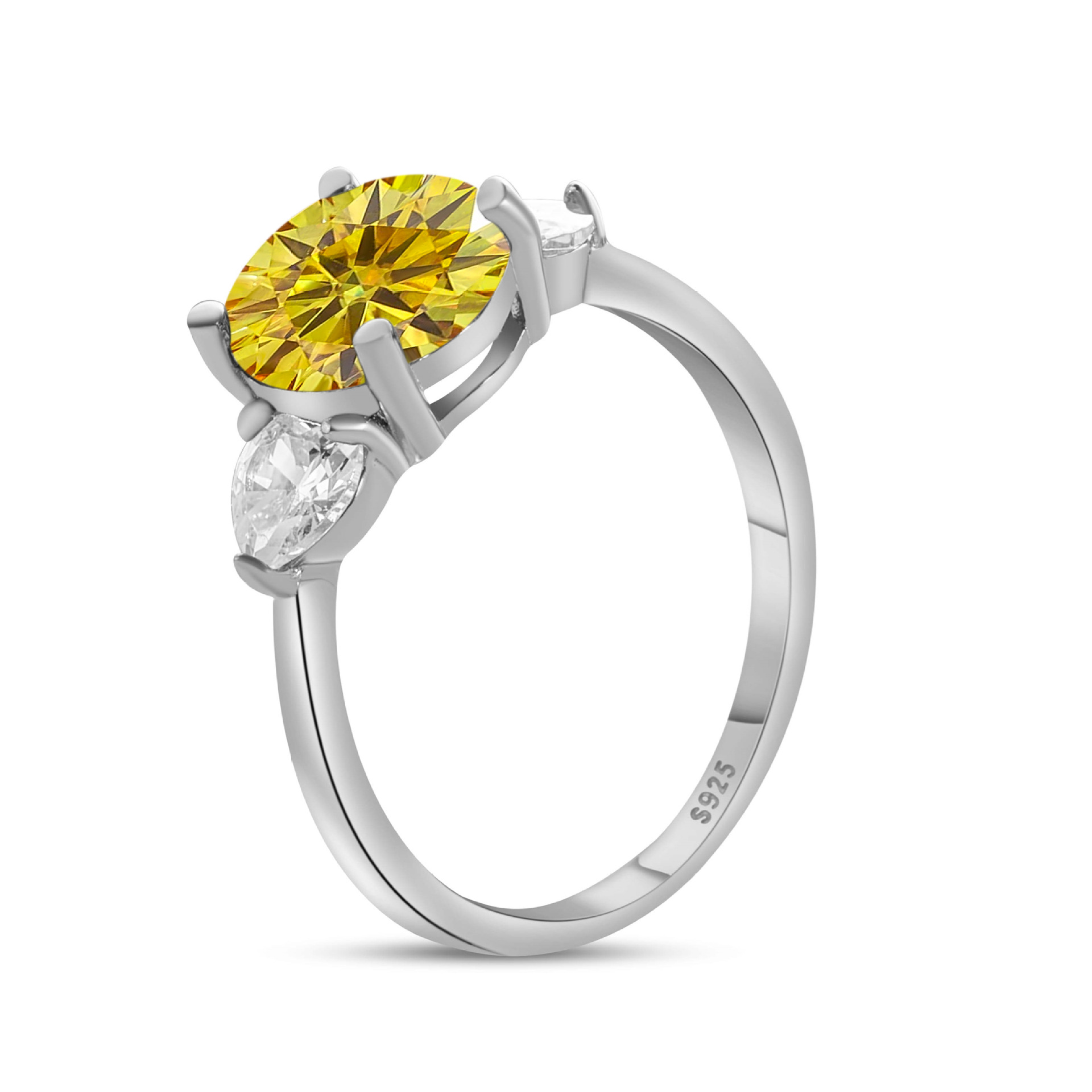 Anillo de piedra de color 3CT de plata esterlina S925 cinturón de plata GRA Certificado de comercio electrónico transfronterizo anillo de mujer de venta caliente