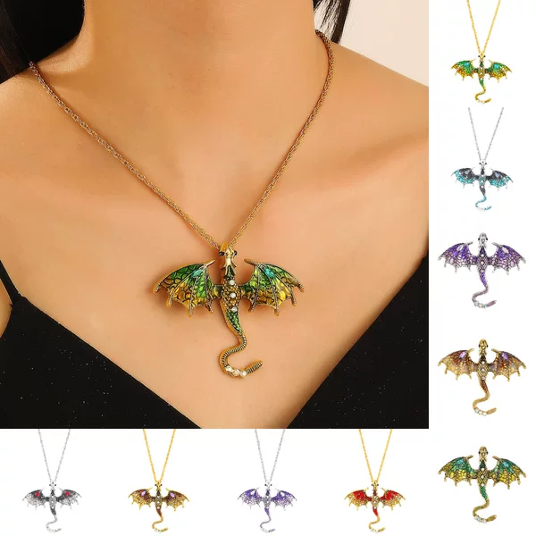 European and American Cross-Border Popular Retro Colorful Enamel Dragon Brooch for Women and Men Suit Pin Accessory Necklace