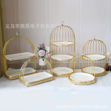 欧式铁艺陶瓷下午茶展示架甜品架金属婚庆甜品陶瓷鸟笼蛋糕架摆件