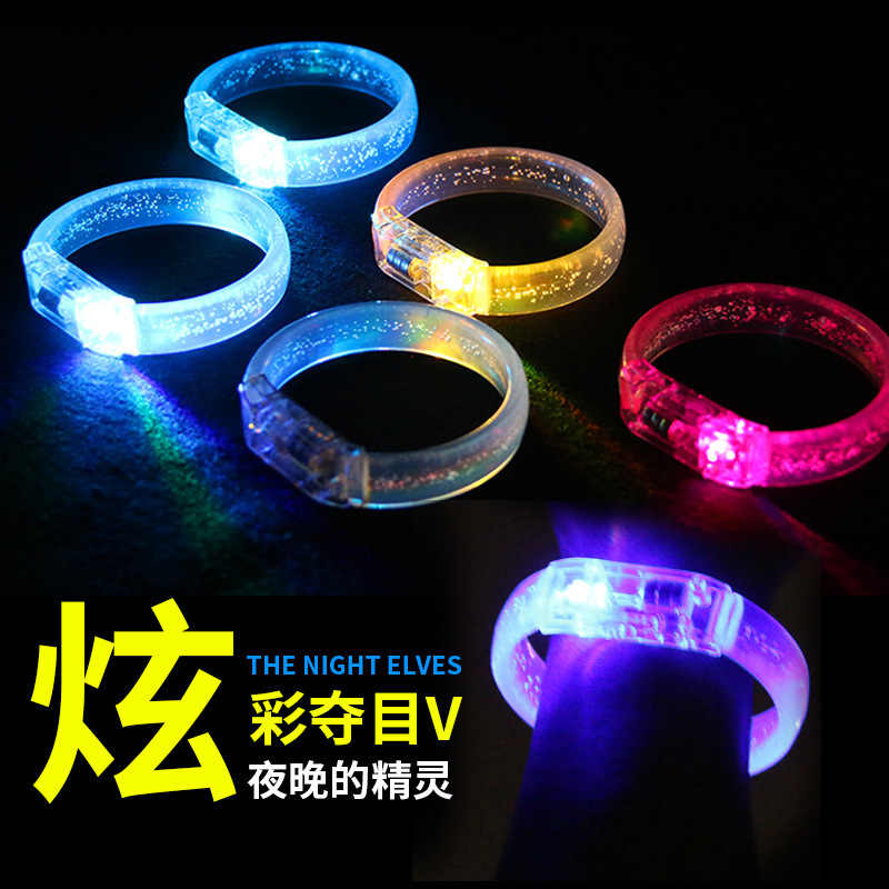 LED acrílico burbuja luminosa pulsera barra de fiesta luminosa pulsera flash pulsera fluorescente corredora de noche