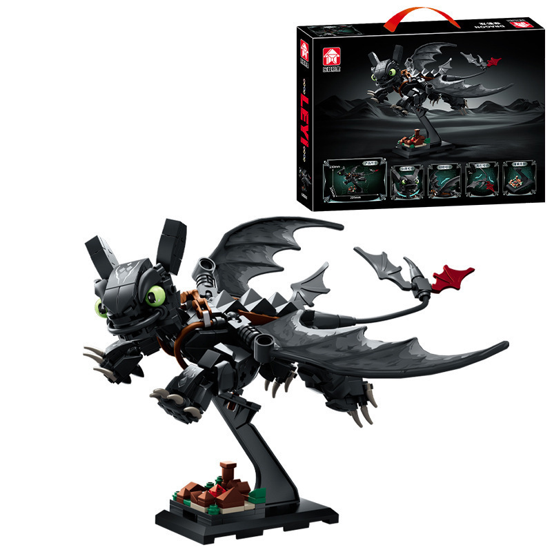 Leyi68260 Night Shadow Dragons Night Shake Modelo hecho a mano Ornamento regalo de ensamblaje transfronterizo Puzzles pequeños bloques de partículas