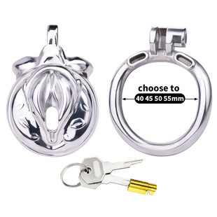 FRRK stainless steel fake woman chastity lock imitation female clitoris male chastity cb lock penis lock sm abstinence sex toys