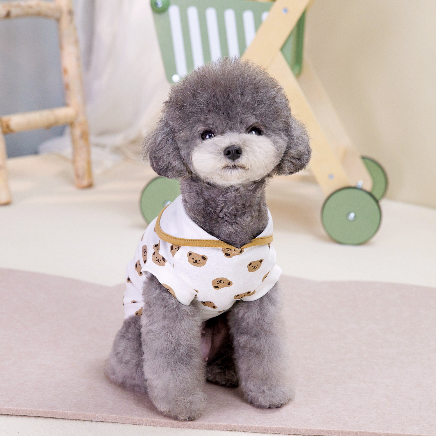 Cute Summer Bear Print Vest For Cats Comfortable Polyester Fabric_voghion.com