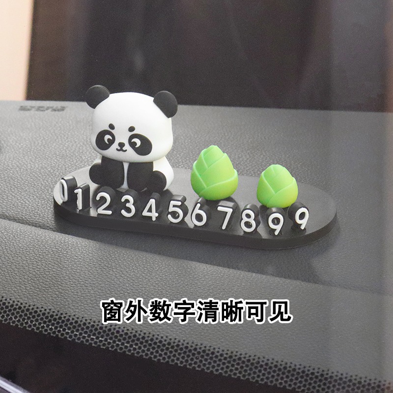 Placa de estacionamiento temporal creativa de automóviles adorable pandas tarjeta telefónica de automóviles decoración interior de automóviles decoración móvil