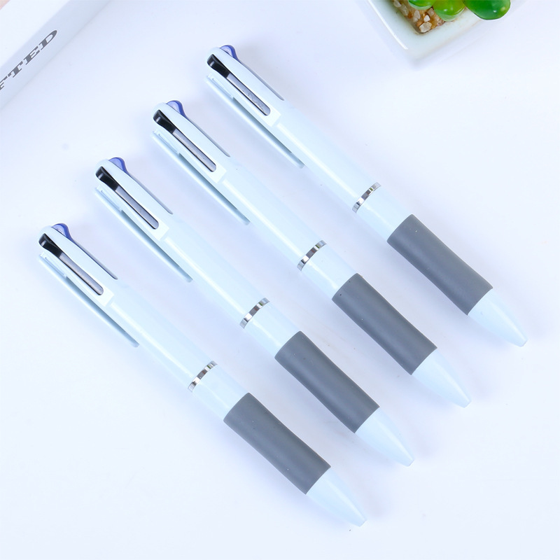 Simple Push-Button Three-Color Ballpoint Pen, Multi-Color Advertising Pen, Can Be Printed with Logo, Signature, Office Stationery, School Supplies
