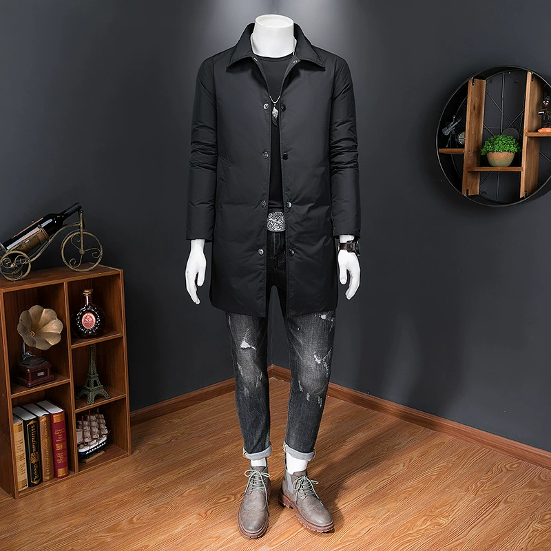 Long down jacket, trench coat, European style