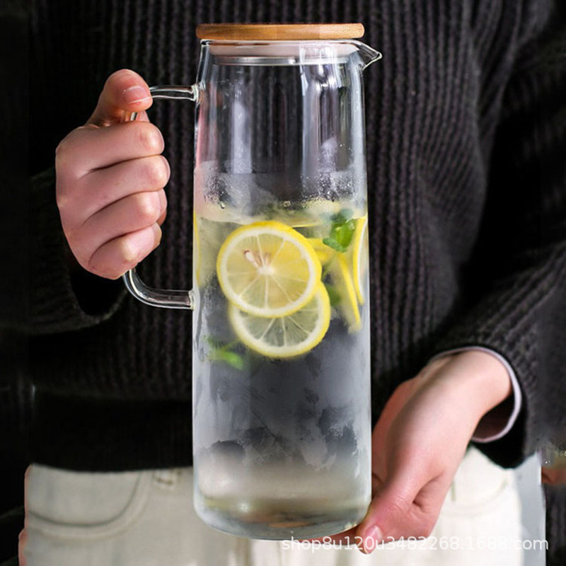 Tapa de acero inoxidable vidrio hervidor frío gran capacidad jugo bebida olla vidrio borosilicato cuerpo recto hervidor frío olla