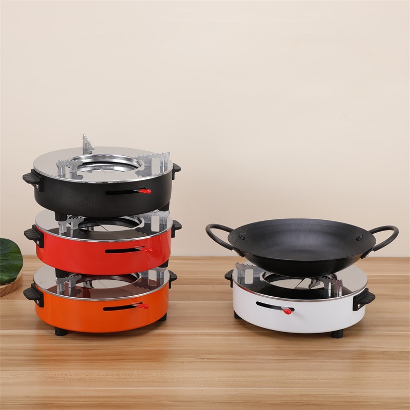 Cross-border portable outdoor windproof and eco-friendly oil stove, household double-ear alcohol stove, adjustable alcohol stove set