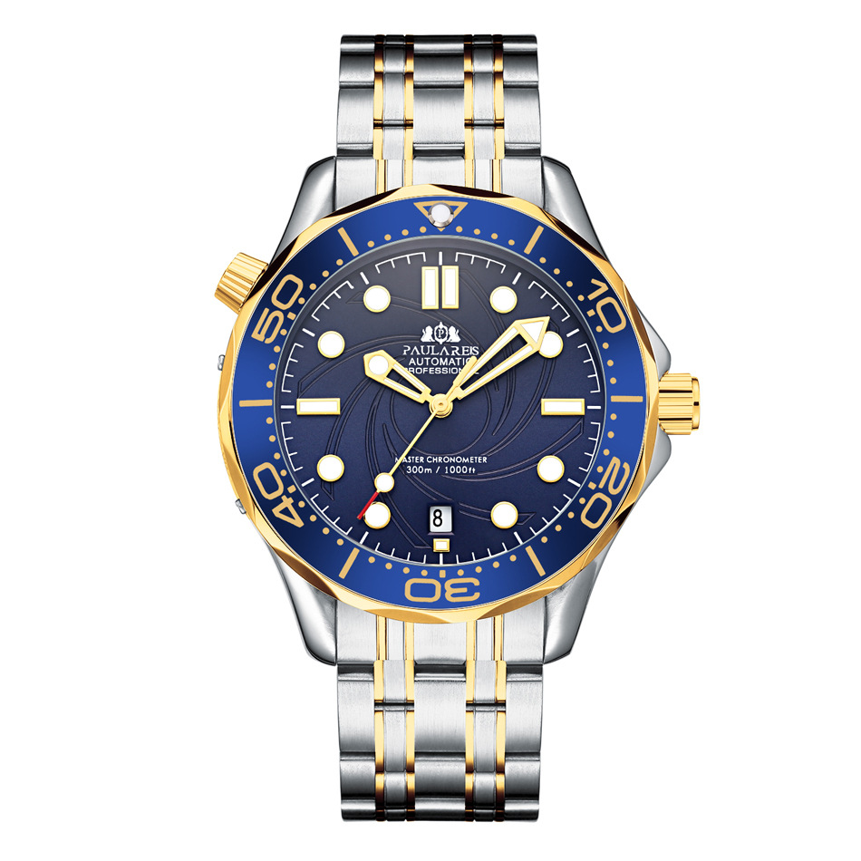 Men's Automatic Watch Mechanical Luminous Steel Band Gold - Picture 10 of 17