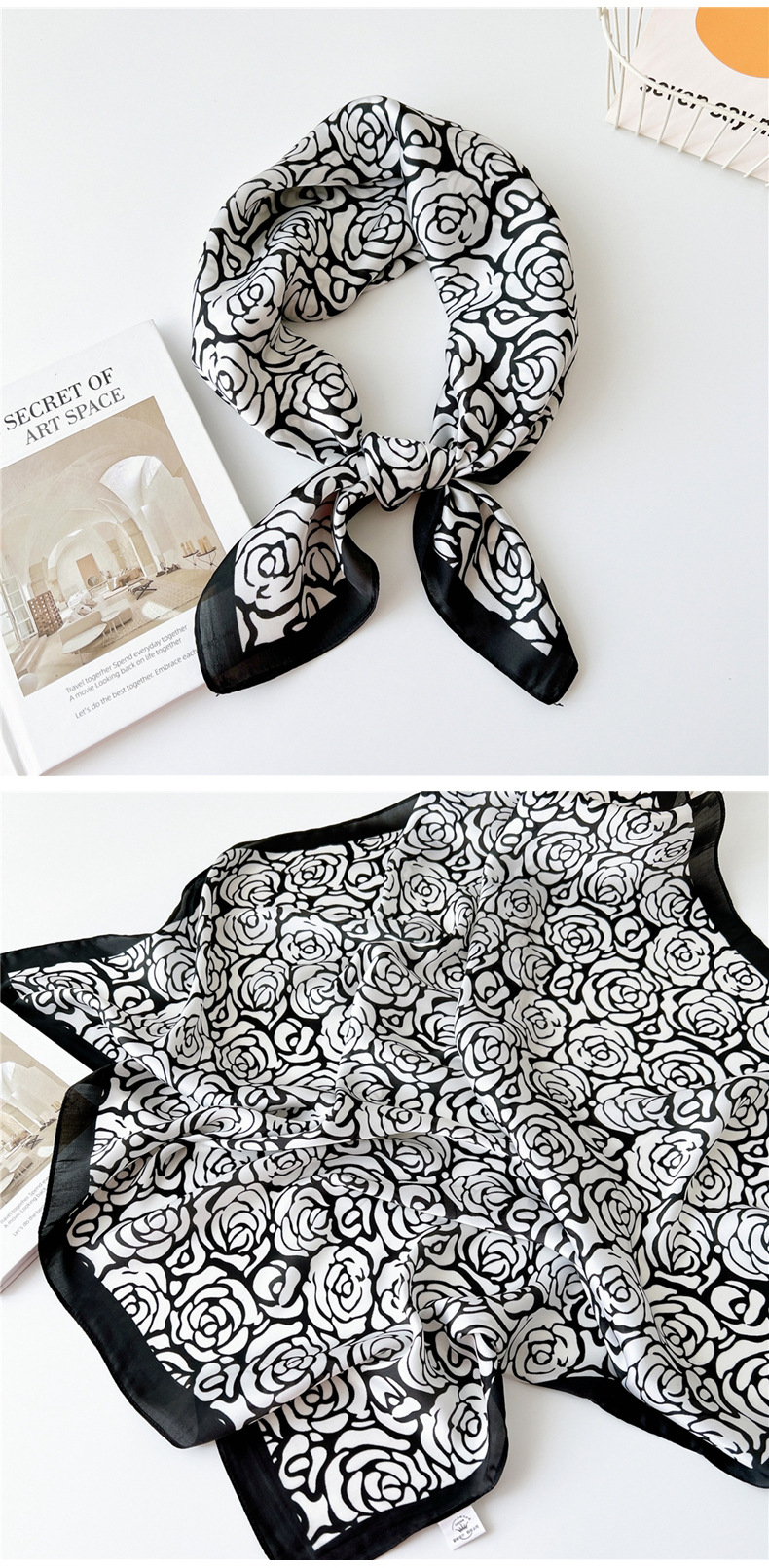 40g Weight Silk Scarf Classification Outdoor, Travel Occasion Polyester Material Printing Pattern Spring&Summer Season Women's Gender Printing Design Elegant Style Women's Elegant Printing Polyester Printing Silk Scarf 9