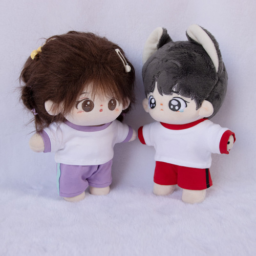 10cm 20cm Cotton Doll Clothes 15cm Plush Doll T-shirt Versatile Cute Color-blocked Base Shirt