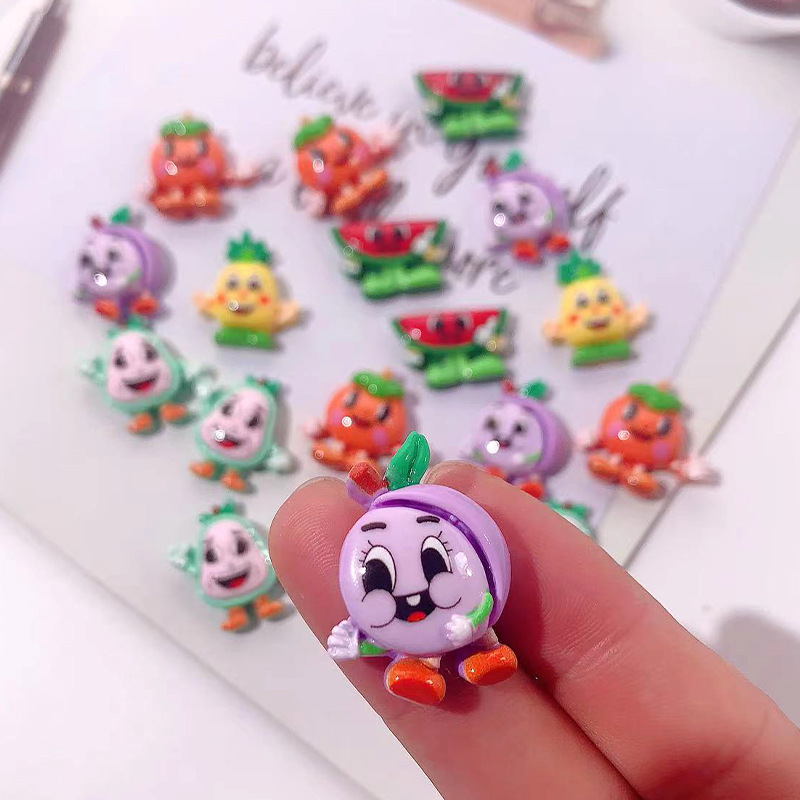 Accesorios de resina de muñeca de fruta de dibujos animados diy crema pegamento para el cabello papelería caja de hebilla de zapatos material colgante de frutas animales