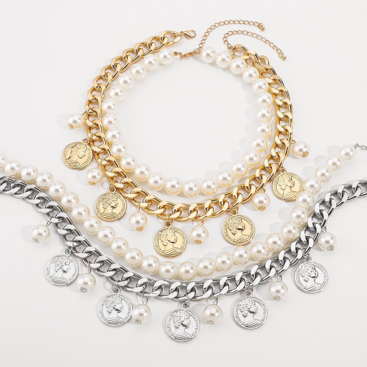 Retro Human Alloy Cuban Link Chain Curb Chain Statement Necklaces Wholesale display picture 10