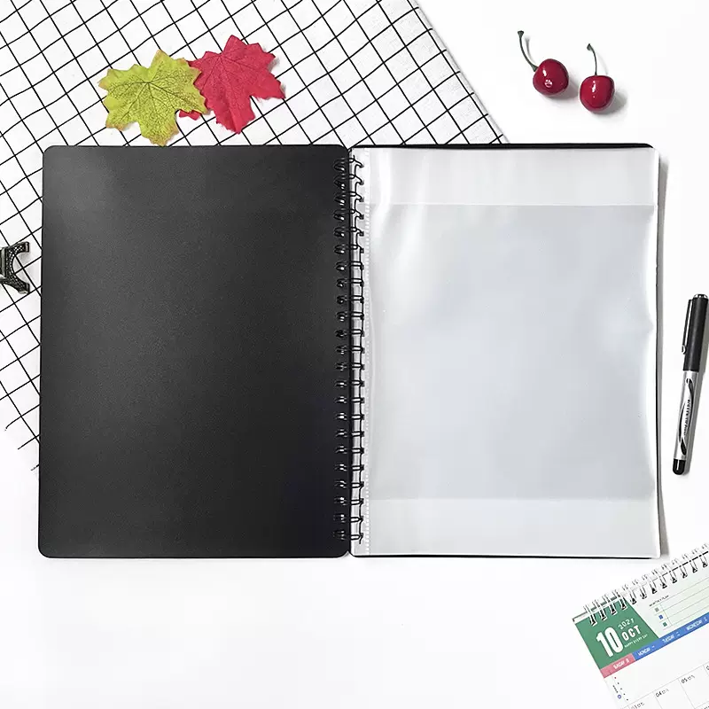 可修改线圈琴谱夹pp资料册黑色烫金镂空内页乐谱插页文件夹定制