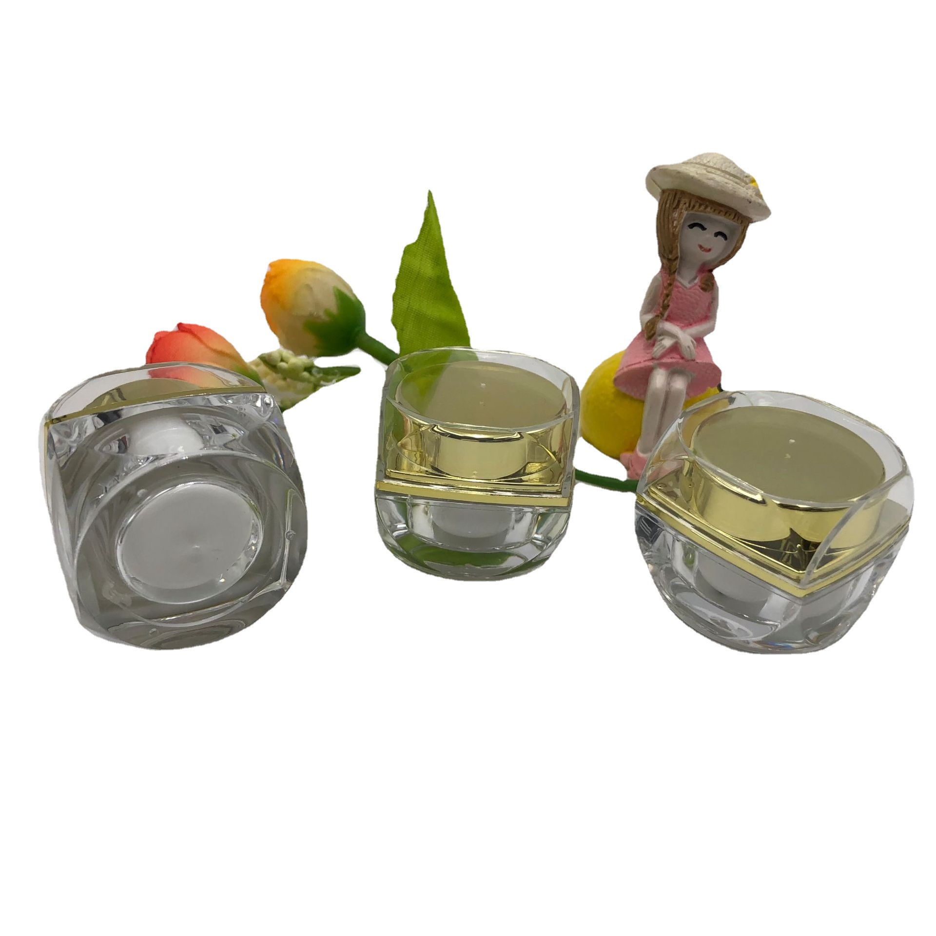 现货5g10g亚克力指甲油胶销角瓶八角瓶 膏霜罐甲油瓶化妆品分装瓶