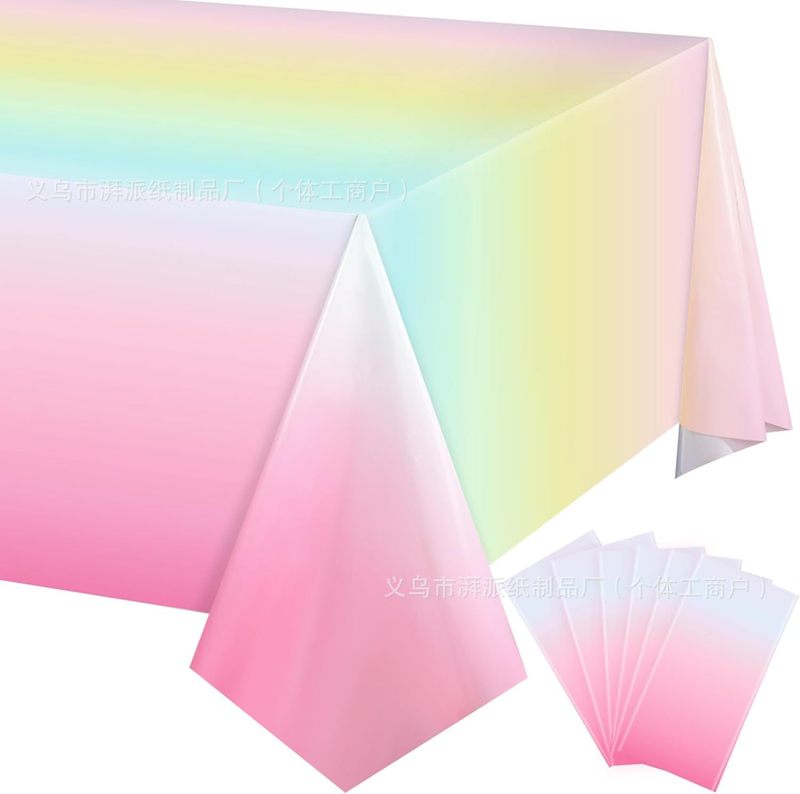Gradient Rainbow Disposable Pe Tablecloth Birthday Party Supplies Suitable for Birthday Wedding Shower Party Decoration