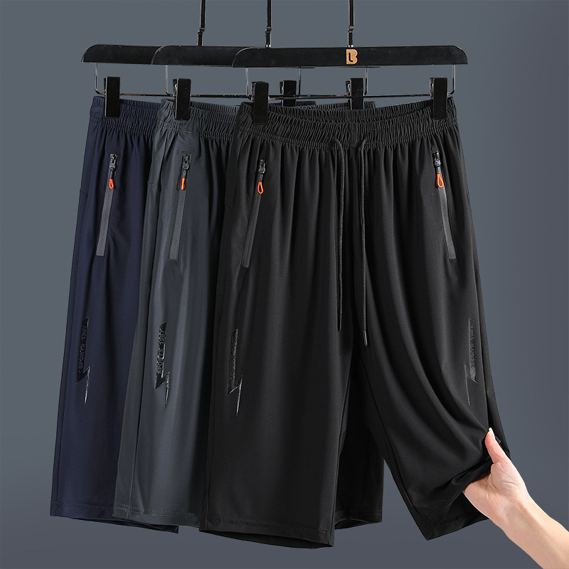 2025 Summer New Arrival Ice Silk Cropped Pants Shorts Men's Nylon Casual Ice Cool Elastic High Elastic Ice Silk Pants Men's