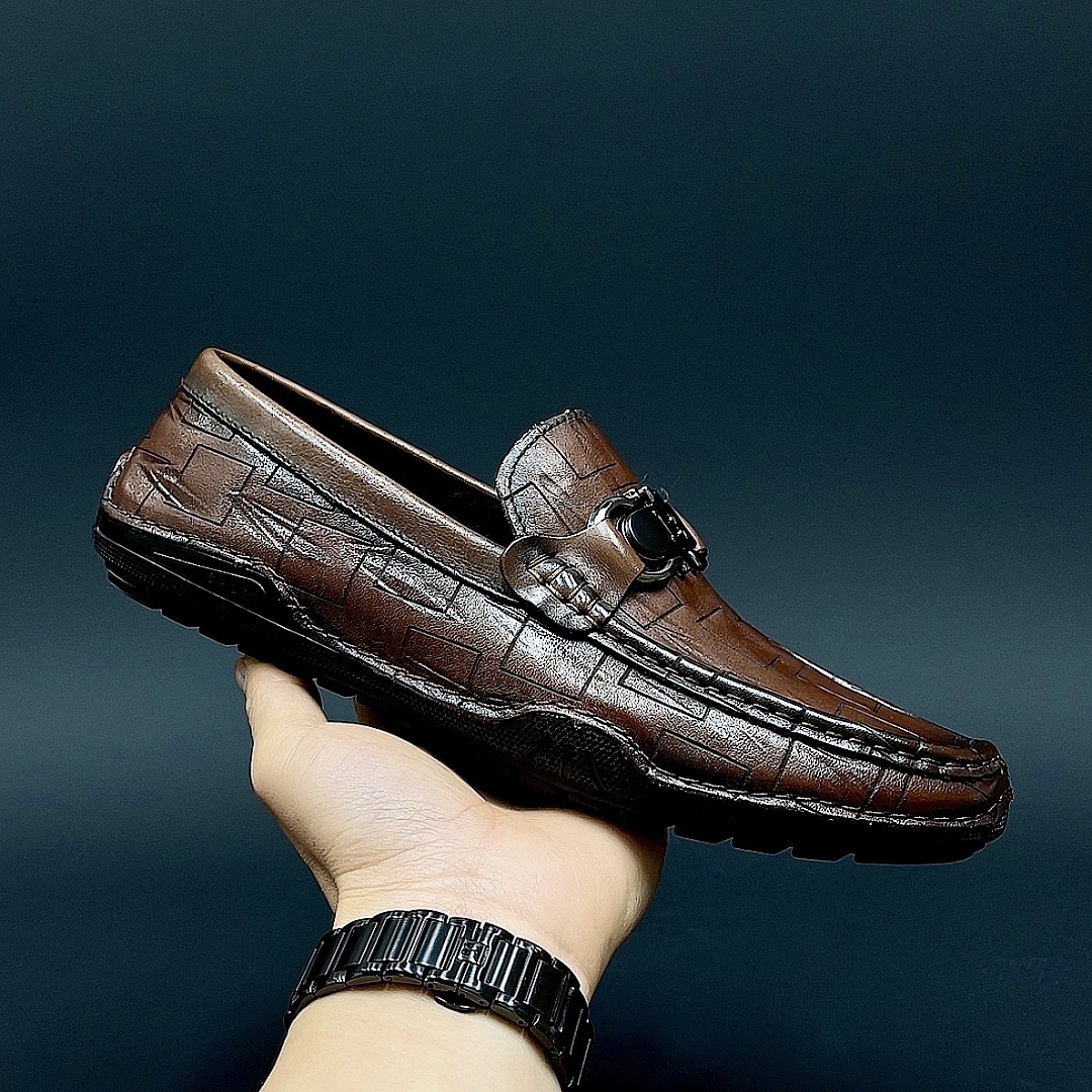 Spring new men's shoes soft cowhide leather shoes casual peas shoes top layer cowhide soft bottom single-layer shoes men's loafers