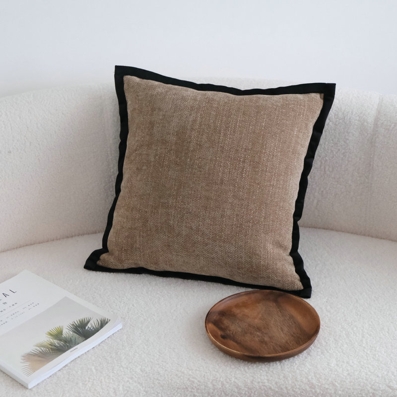 French antique retro black side pillow milk tea color living room sofa cushion hotel model room pillow waist pillow