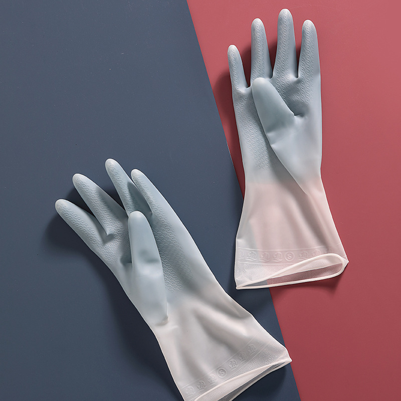 Guantes de dos colores blancos transparentes para lavar platos guantes de cocina de goma de látex para lavar ropa de plástico impermeable cepillo de platos image 7
